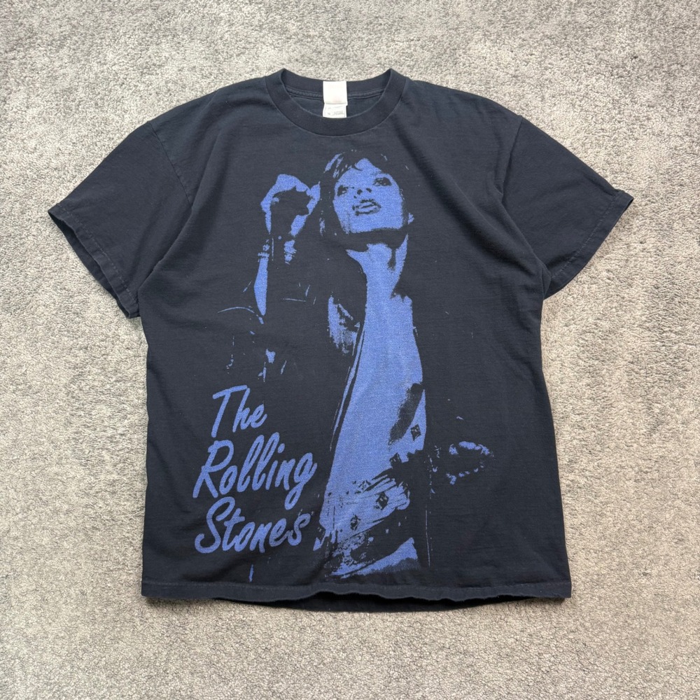 The Rolling Stones Mick Jagger Graphic T-Shirt Black Size XL Vintage Style
